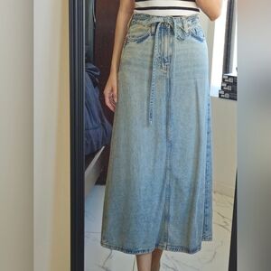 H&M washed out long denim skirt